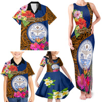 Personalised Marshall Islands Manit Day Family Matching Tank Maxi Dress and Hawaiian Shirt Marshall Seal Mix Hibiscus Flower Maori Pattern Style LT03 - Polynesian Pride
