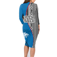 Fiji Rugby Family Matching Long Sleeve Bodycon Dress and Hawaiian Shirt Coat of Arms Palm Tree Mix Polynesia Tapa Pattern LT03 - Polynesian Pride