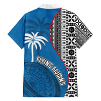 Fiji Rugby Family Matching Puletasi Dress and Hawaiian Shirt Coat of Arms Palm Tree Mix Polynesia Tapa Pattern LT03 - Polynesian Pride
