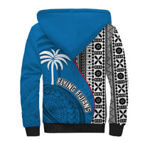 Fiji Rugby Sherpa Hoodie Coat of Arms Palm Tree Mix Polynesia Tapa Pattern LT03 - Polynesian Pride