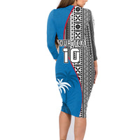 Custom Fiji Rugby Family Matching Long Sleeve Bodycon Dress and Hawaiian Shirt Coat of Arms Palm Tree Mix Polynesia Tapa Pattern LT03 - Polynesian Pride