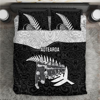 New Zealand World Cup 2023 Bedding Set Aotearoa Haka Rugby with Silver Fern Maori Ethnic Pattern LT03 Black - Polynesian Pride