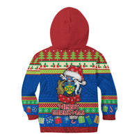 Solomon Islands Christmas Kid Hoodie Santa With Flag Of Solomon Polynesian Tribal Xmas Vibe LT03 - Polynesian Pride
