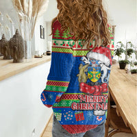 Solomon Islands Christmas Women Casual Shirt Santa With Flag Of Solomon Polynesian Tribal Xmas Vibe LT03 - Polynesian Pride