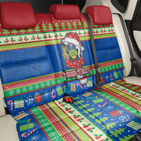 Personalised Solomon Islands Christmas Back Car Seat Cover Santa With Flag Of Solomon Polynesian Tribal Xmas Vibe LT03 - Polynesian Pride