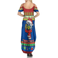 Personalised Solomon Islands Christmas Summer Maxi Dress Santa With Flag Of Solomon Polynesian Tribal Xmas Vibe LT03 - Polynesian Pride