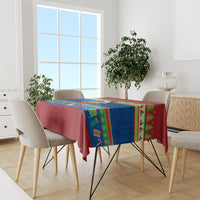 Personalised Solomon Islands Christmas Tablecloth Santa With Flag Of Solomon Polynesian Tribal Xmas Vibe LT03 - Polynesian Pride
