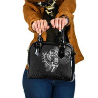 New Zealand Rugby Shoulder Handbag Maori Warrior Rugby with Silver Fern Sleeve Tribal Ethnic Style LT03 One Size Black - Polynesian Pride