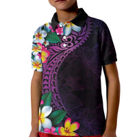 Hawaiian Plumeria-Polynesian Art Tattoo Mauve Color Kid Polo Shirt
