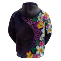 Hawaiian Plumeria-Polynesian Art Tattoo Mauve Color Zip Hoodie