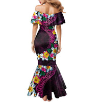 Hawaiian Plumeria-Polynesian Art Tattoo Plum Pink Color Mermaid Dress