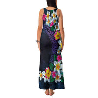 Hawaiian Plumeria-Polynesian Art Tattoo Frosted Blue Violet Color Family Matching Tank Maxi Dress and Hawaiian Shirt LT03 - Polynesian Pride