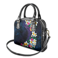 Hawaiian Plumeria-Polynesian Art Tattoo Frosted Blue Violet Color Shoulder Handbag