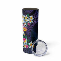 Hawaiian Plumeria-Polynesian Art Tattoo Frosted Blue Violet Color Skinny Tumbler LT03 - Polynesian Pride