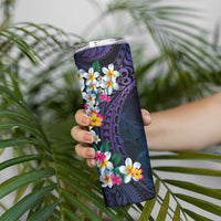 Hawaiian Plumeria-Polynesian Art Tattoo Frosted Blue Violet Color Skinny Tumbler LT03 - Polynesian Pride