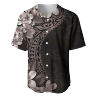 Hawaiian Plumeria-Polynesian Art Tattoo Grayscale Color Baseball Jersey LT03 Gray - Polynesian Pride
