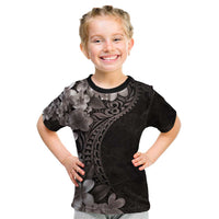 Hawaiian Plumeria-Polynesian Art Tattoo Grayscale Color Kid T Shirt