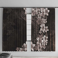 Hawaiian Plumeria-Polynesian Art Tattoo Grayscale Color Window Curtain