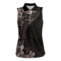 Hawaiian Plumeria-Polynesian Art Tattoo Grayscale Color Women Sleeveless Polo Shirt