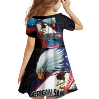American Samoa and United States Together Family Matching Off The Shoulder Long Sleeve Dress and Hawaiian Shirt National Flag with Eagle-Hibiscus and Rose LT03 - Polynesian Pride