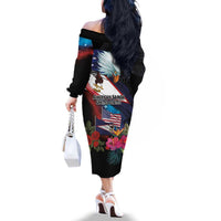 American Samoa and United States Together Family Matching Off The Shoulder Long Sleeve Dress and Hawaiian Shirt National Flag with Eagle-Hibiscus and Rose LT03 - Polynesian Pride