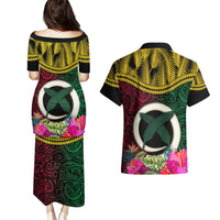 Vanuatu 44th Anniversary Independence Day Couples Matching Puletasi and Hawaiian Shirt Boars Tusk and Namele Plant LT03