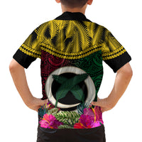 Vanuatu 44th Anniversary Independence Day Family Matching Off The Shoulder Long Sleeve Dress and Hawaiian Shirt Boars Tusk and Namele Plant LT03 - Polynesian Pride
