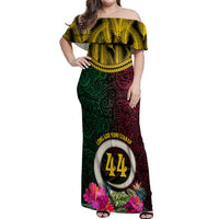 Vanuatu 44th Anniversary Independence Day Off Shoulder Maxi Dress Boars Tusk and Namele Plant LT03