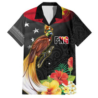 Papua New Guinea Independence Day Hawaiian Shirt PNG Flag and Bird-of-Paradise LT03 Black - Polynesian Pride