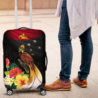 Papua New Guinea Independence Day Luggage Cover PNG Flag and Bird-of-Paradise LT03 Black - Polynesian Pride