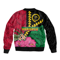 Vanuatu Flag Hibiscus Polynesian Pattern Bomber Jacket