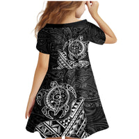 Hawaii Monk Seal and Dolphin Family Matching Mermaid Dress and Hawaiian Shirt Polynesian Kakau Pattern Black White Color LT03 - Polynesian Pride