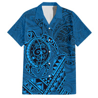 Hawaii Monk Seal and Dolphin Family Matching Tank Maxi Dress and Hawaiian Shirt Polynesian Kakau Pattern Blue