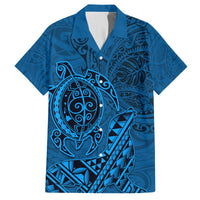 Hawaii Monk Seal and Dolphin Hawaiian Shirt Polynesian Kakau Pattern Blue LT03 Blue - Polynesian Pride