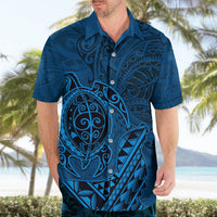 Hawaii Monk Seal and Dolphin Hawaiian Shirt Polynesian Kakau Pattern Blue LT03 - Polynesian Pride