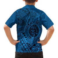 Hawaii Monk Seal and Dolphin Hawaiian Shirt Polynesian Kakau Pattern Blue LT03 - Polynesian Pride