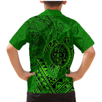 Hawaii Monk Seal and Dolphin Family Matching Mermaid Dress and Hawaiian Shirt Polynesian Kakau Pattern Green