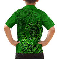 Hawaii Monk Seal and Dolphin Hawaiian Shirt Polynesian Kakau Pattern Green
