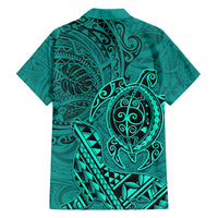 Hawaii Monk Seal and Dolphin Family Matching Tank Maxi Dress and Hawaiian Shirt Polynesian Kakau Pattern Turquoise