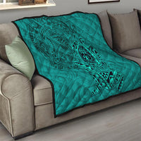 Hawaii Monk Seal and Dolphin Quilt Polynesian Kakau Pattern Turquoise