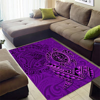 Hawaii Monk Seal and Dolphin Area Rug Polynesian Kakau Pattern Purple