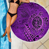 Hawaii Monk Seal and Dolphin Beach Blanket Polynesian Kakau Pattern Purple