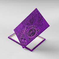 Hawaii Monk Seal and Dolphin Canvas Wall Art Polynesian Kakau Pattern Purple