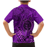 Hawaii Monk Seal and Dolphin Family Matching Mermaid Dress and Hawaiian Shirt Polynesian Kakau Pattern Purple LT03 - Polynesian Pride