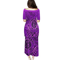 Hawaii Monk Seal and Dolphin Puletasi Polynesian Kakau Pattern Purple LT03 - Polynesian Pride