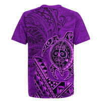 Hawaii Monk Seal and Dolphin Rugby Jersey Polynesian Kakau Pattern Purple LT03 - Polynesian Pride