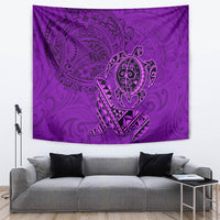 Hawaii Monk Seal and Dolphin Tapestry Polynesian Kakau Pattern Purple