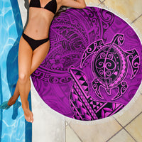 Hawaii Monk Seal and Dolphin Beach Blanket Polynesian Kakau Pattern Pink