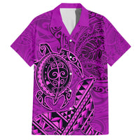 Hawaii Monk Seal and Dolphin Family Matching Off The Shoulder Long Sleeve Dress and Hawaiian Shirt Polynesian Kakau Pattern Pink LT03 Dad's Shirt - Short Sleeve Pink - Polynesian Pride