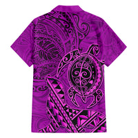 Hawaii Monk Seal and Dolphin Family Matching Off Shoulder Short Dress and Hawaiian Shirt Polynesian Kakau Pattern Pink